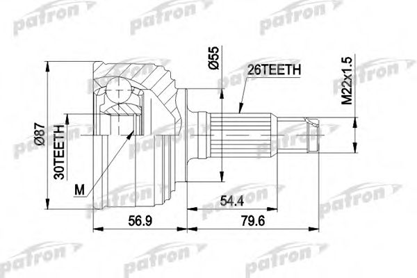 Шарнирный комплект, приводной вал PATRON PCV1255