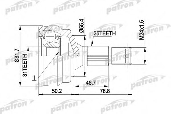 Шарнирный комплект, приводной вал PATRON PCV1259