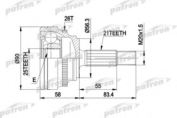 Шарнирный комплект, приводной вал PATRON PCV1285