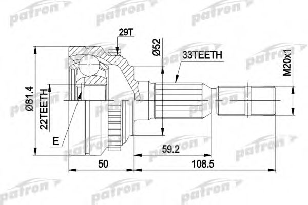 Шарнирный комплект, приводной вал PATRON PCV1287A