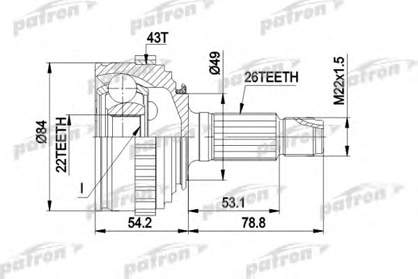 Шарнирный комплект, приводной вал PATRON PCV1303