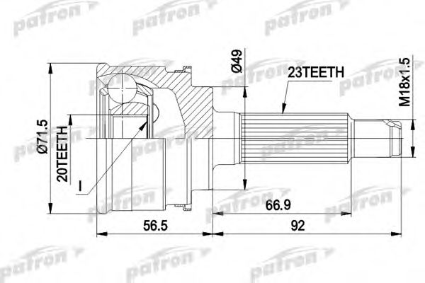 Шарнирный комплект, приводной вал PATRON PCV1360