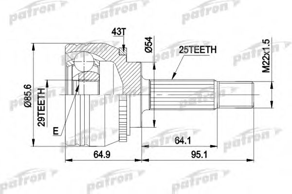 Шарнирный комплект, приводной вал PATRON PCV1385