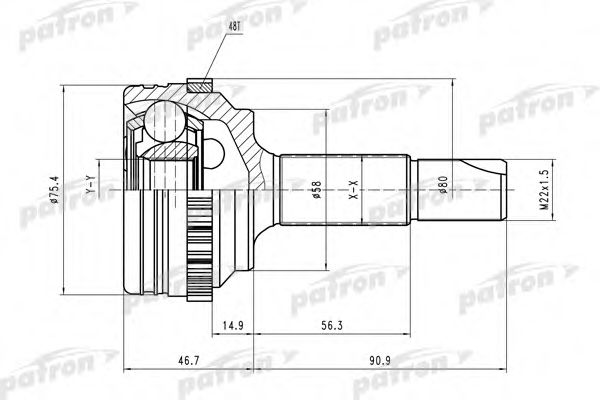 Шарнирный комплект, приводной вал PATRON PCV1460