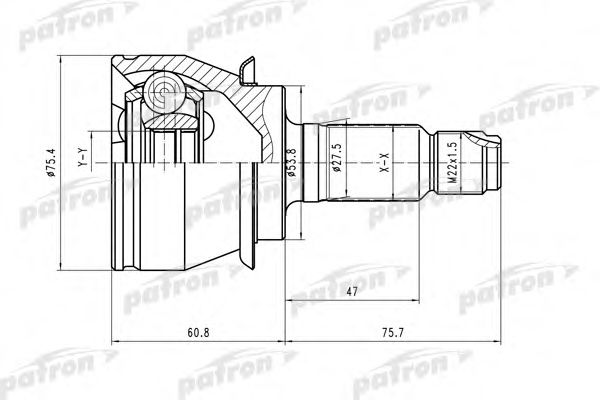 Шарнирный комплект, приводной вал PATRON PCV1480