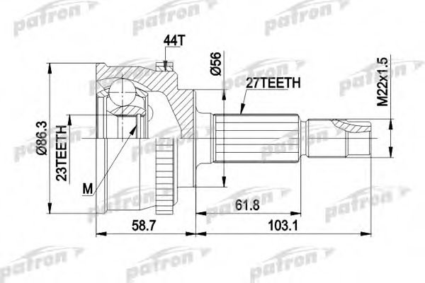 Шарнирный комплект, приводной вал PATRON PCV1508