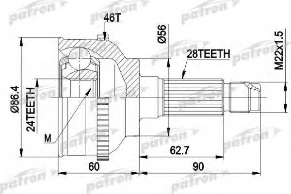 Шарнирный комплект, приводной вал PATRON PCV3295