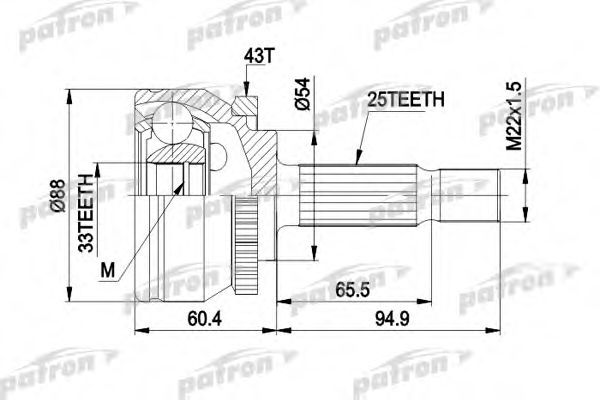 Шарнирный комплект, приводной вал PATRON PCV3416