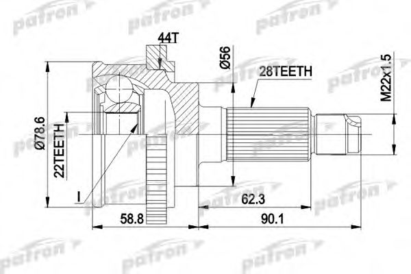 Шарнирный комплект, приводной вал PATRON PCV3850A