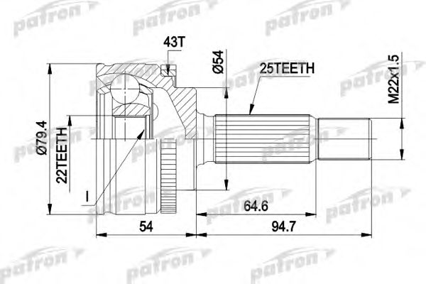 Шарнирный комплект, приводной вал PATRON PCV4306