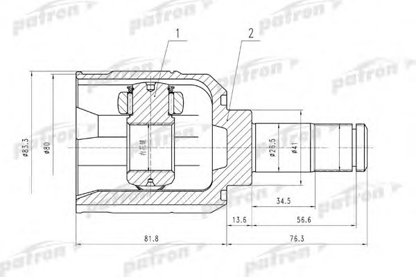 Шарнирный комплект, приводной вал PATRON PCV5008