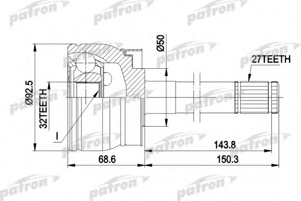 Шарнирный комплект, приводной вал PATRON PCV5032