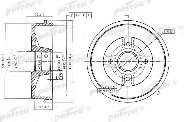 Тормозной барабан PATRON PDR1353