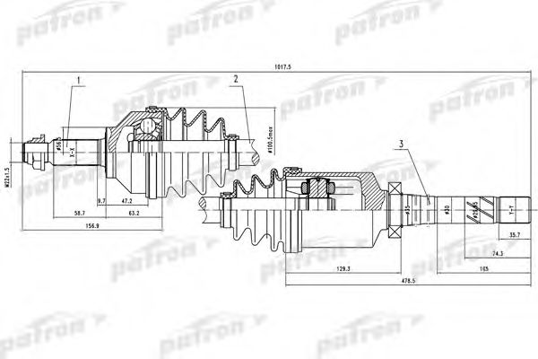 Приводной вал PATRON PDS0378