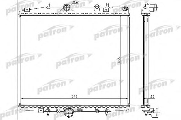 Радиатор, охлаждение двигателя PATRON PRS3595