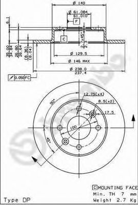 Тормозной диск BREMBO 08.3147.14