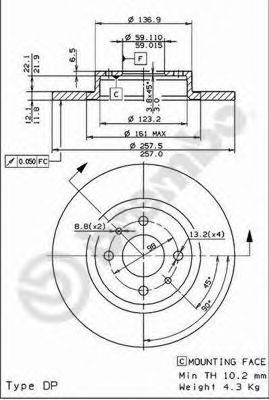 Тормозной диск BREMBO 08.5086.11