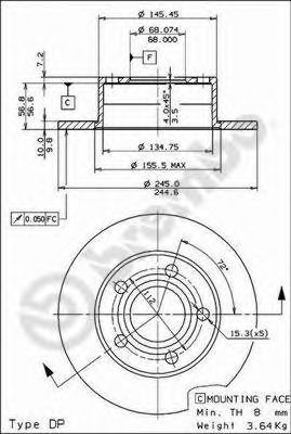 Тормозной диск BREMBO 08.5743.14