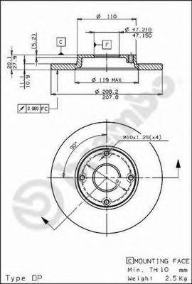 Тормозной диск BREMBO 08.5877.10