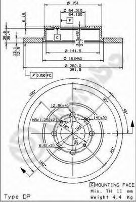 Тормозной диск BREMBO 08.6918.11