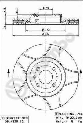 Тормозной диск BREMBO 09.4939.75