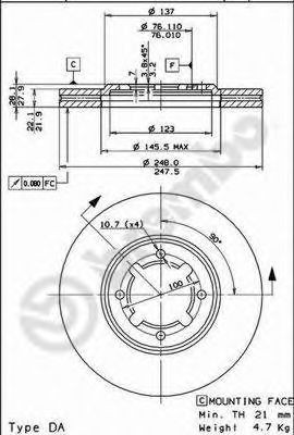 Тормозной диск BREMBO 09.5668.10