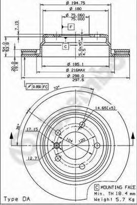 Тормозной диск BREMBO 09.6841.11