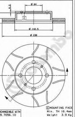 Тормозной диск BREMBO 09.7056.75