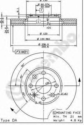 Тормозной диск BREMBO 09.7628.14