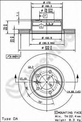 Тормозной диск BREMBO 09.9173.14