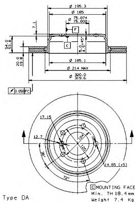 Тормозной диск BREMBO 09.9425.10