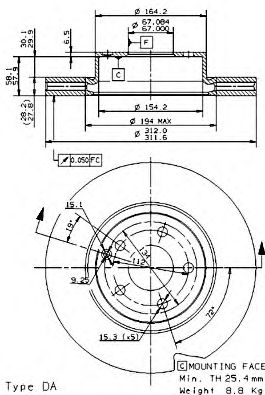 Тормозной диск BREMBO 09.9481.10