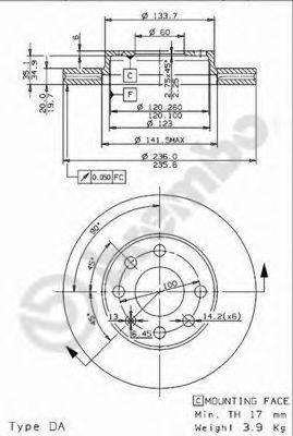 Тормозной диск BREMBO 09.9607.14