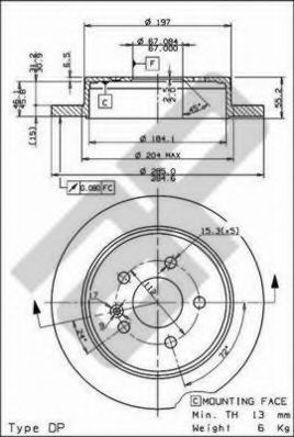 Тормозной диск METZGER 14802 V
