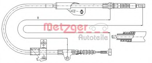 Трос, стояночная тормозная система METZGER 17.0237