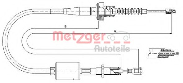 Трос, управление сцеплением METZGER 18.2522