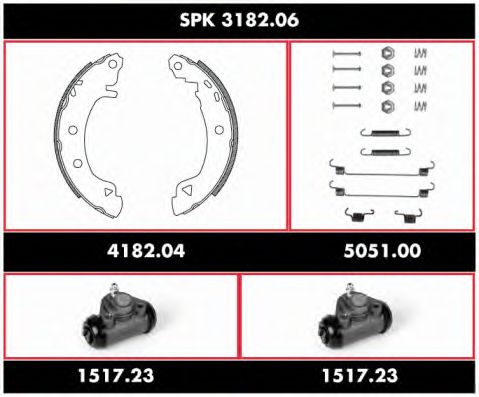 Комплект тормозов, барабанный тормозной механизм ROADHOUSE SPK 3182.06