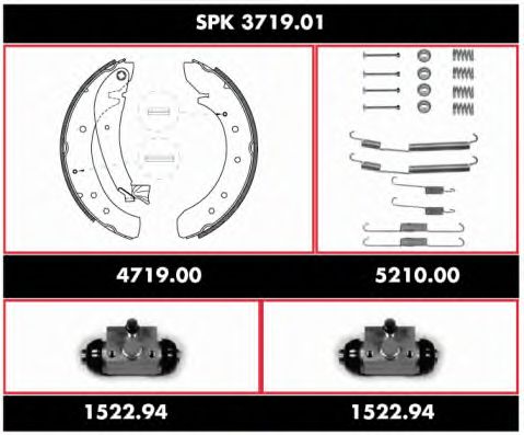 Комплект тормозов, барабанный тормозной механизм ROADHOUSE SPK 3719.01