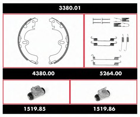 Комплект тормозов, барабанный тормозной механизм REMSA 3380.01