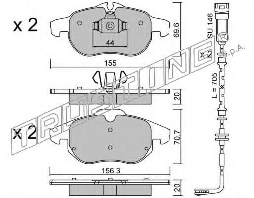 Комплект тормозных колодок, дисковый тормоз TRUSTING 556.1W