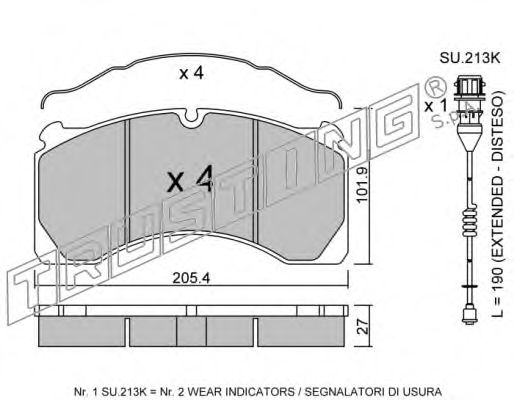 Комплект тормозных колодок, дисковый тормоз TRUSTING 29124