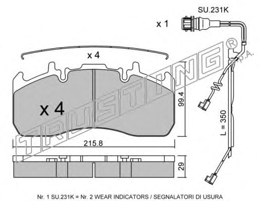 Комплект тормозных колодок, дисковый тормоз TRUSTING 824.0W