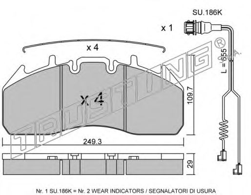 Комплект тормозных колодок, дисковый тормоз TRUSTING 29218