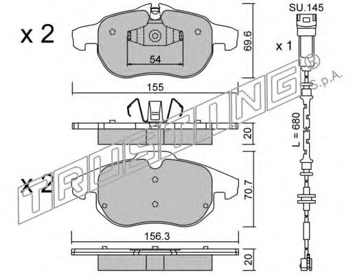 Комплект тормозных колодок, дисковый тормоз TRUSTING 23403
