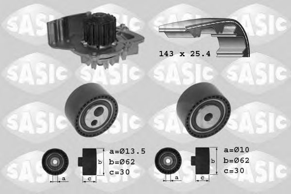 Водяной насос + комплект зубчатого ремня SASIC 3900026