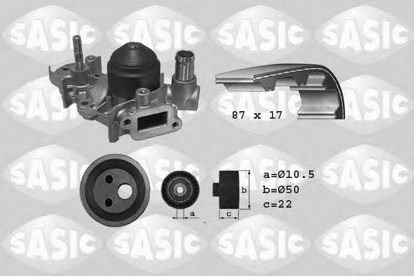 Водяной насос + комплект зубчатого ремня SASIC 3904009