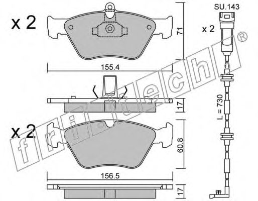 Комплект тормозных колодок, дисковый тормоз fri.tech. 21413