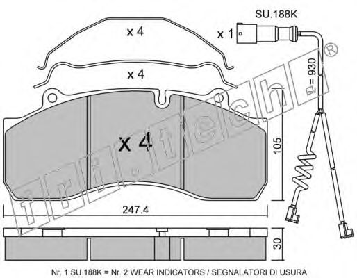 Комплект тормозных колодок, дисковый тормоз fri.tech. 29176
