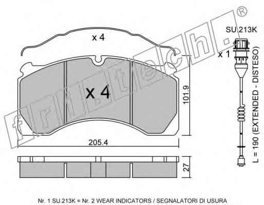 Комплект тормозных колодок, дисковый тормоз fri.tech. 29124