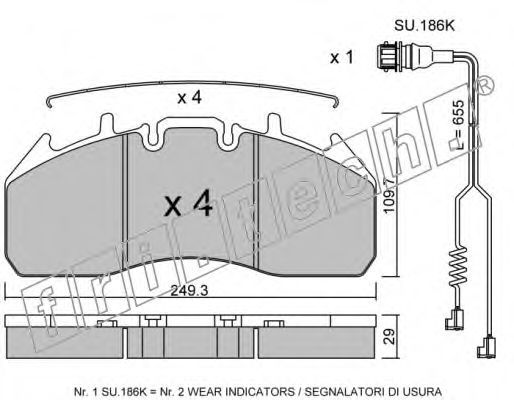 Комплект тормозных колодок, дисковый тормоз fri.tech. 29218